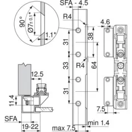 Aventos HL – Fixations pour porte en MDF / lot de 2 pièces