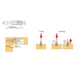 Tige de raccord pour excentrique QUICK / 10 pièces