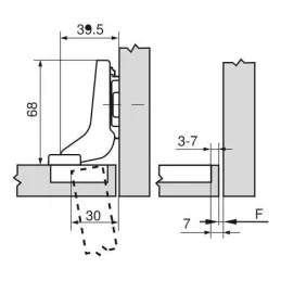 Charnière encastrée 110° CLIP TOP - BLUMOTION / ONYX