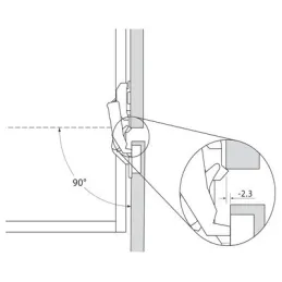 Charnière invisible CLIP 155° à recouvrement nul avec amortissement