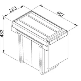 Poubelle coulissante FRANKE CUBE 30/ 1 bac de 20 l, 1 bac de 10 l
