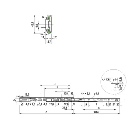 Coulisse à roulement avec amortissement EXLUSIVA 45 mm avec support / Nickel