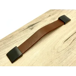 Poignée en cuir LEATY / Cuir noir-marron