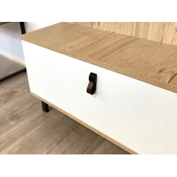 Poignée bouton en cuir LEATY / Cuir noir et marron