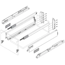 Boîte de cuisine BLUM – Antarobox « C » 192 mm avec barre de reling TIP-ON / Blanc