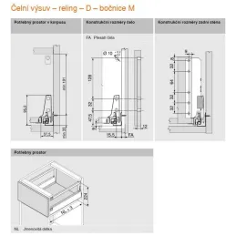 Boîte de cuisine BLUM - Antarobox « D » 224 mm avec barre de crédence TIP-ON / Blanc