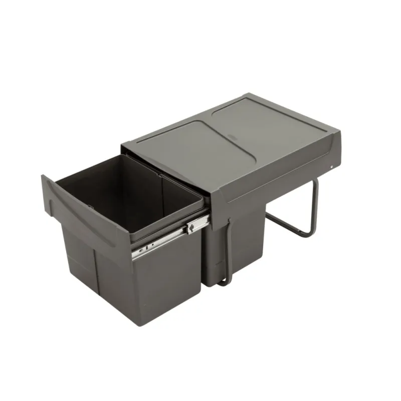 Poubelle coulissante avec fermeture amortie U40 15 + 15 L / Grise