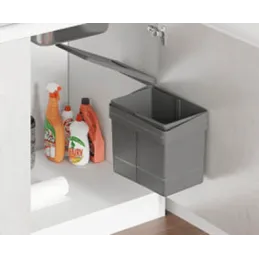 Poubelle à fixer sur la porte UNION SINGLE 15 L / Gris