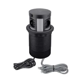 Prise électrique escamotable MULTIBOX 4x 230V + 2x USB + 2x RJ45 / Noir