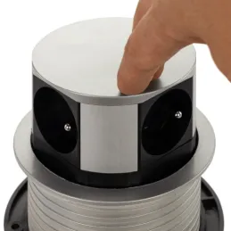 Prise électrique escamotable TETRABOX FRENCH 3x 230V + 2x USB / Aluminium