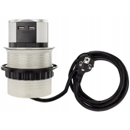 Prise électrique escamotable TETRABOX FRENCH 3x 230V + 2x USB / Aluminium