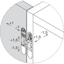 Charnière 3D invisible pour portes légères sans feuillure / Chrome satiné