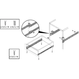 Coulisse simple avec roulette HETTICH FR402 / Blanc