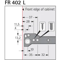 Coulisse simple avec roulette HETTICH FR402 / Blanc