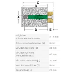 Cheville universelle pour mur 6 x 30 mm / 80 pièces
