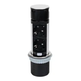 Prise électrique escamotable GALAXY 60 2x 230V + USB / Inox