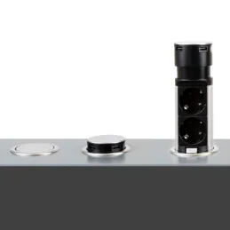 Prise électrique escamotable GALAXY 60 2x 230V + USB / Inox