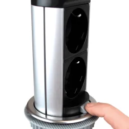 Prise électrique escamotable GALAXY 60 2x 230V + USB / Inox