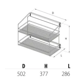 Étagère double coulissante pour armoire avec amortissement / Argentée