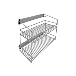 Étagère double coulissante pour armoire avec amortissement / Argentée