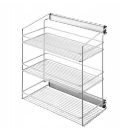 Porte-chaussures coulissant à trois niveaux pour armoire avec amortisseur / Argent