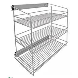 Porte-chaussures coulissant à trois niveaux pour armoire avec amortisseur / Argent