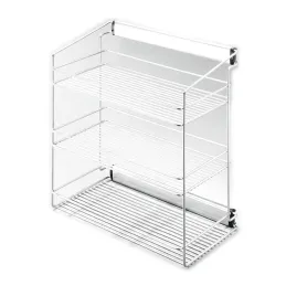 Porte-chaussures coulissant à trois niveaux pour armoire avec amortisseur / Argent