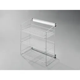 Porte-chaussures coulissant à trois niveaux pour armoire avec amortisseur / Argent