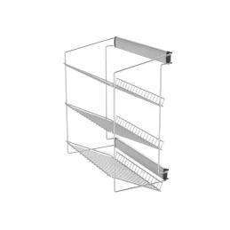 Range-chaussures coulissant à trois étagères avec amortissement / Argent crescent