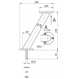 Support de comptoir de bar – incliné / Chrome brillant