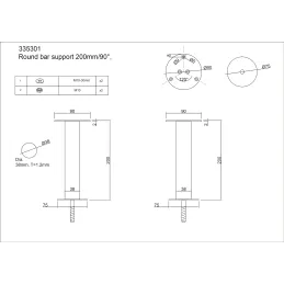 Console droite ronde 200 mm / Inox – paire