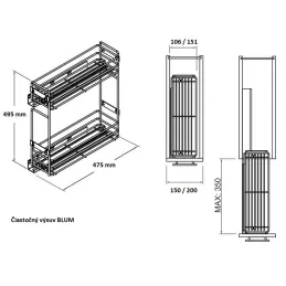 Panier coulissant avec coulisses BLUM et amortissement / Chrome brillant