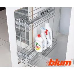 Panier coulissant avec coulisses BLUM et amortissement / Chrome brillant