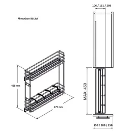 Panier coulissant avec coulisses BLUM et amortissement / Anthracite