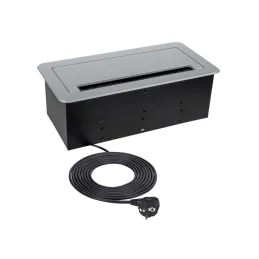 Prise escamotable encastrable 2 x 230 V + 2 x USB pour la recharge + HDMI + RJ45 / Acier inoxydable