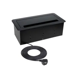 Prise escamotable encastrable 2 x 230 V + 2 x USB pour la recharge + HDMI + RJ45 / Noir brossé