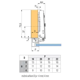 Charnière coudée 110° pour portes en aluminium, sans ressort