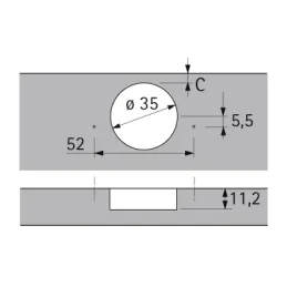 Charnière d’angle à 135° pour portes pliantes HETTICH INTERMAT 9930