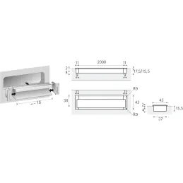 Kit d’embouts pour poignée MANGA 2000 mm / Aluminium