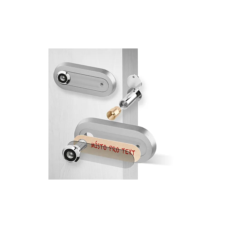 Judas de porte ovale avec porte-nom / Aluminium brossé