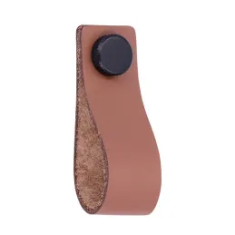 Poignée bouton en cuir DISTANC / Noir – cuir clair