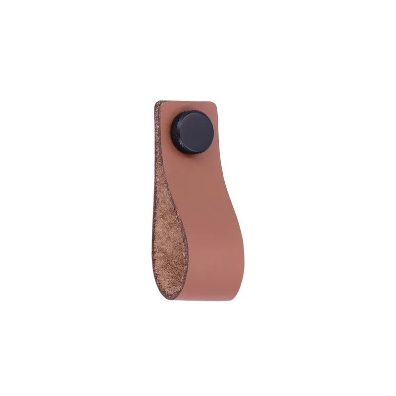 Poignée bouton en cuir DISTANC / Noir – cuir clair