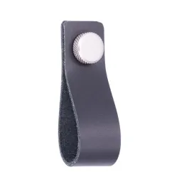 Poignée bouton en cuir DISTANC / Aluminium – cuir noir