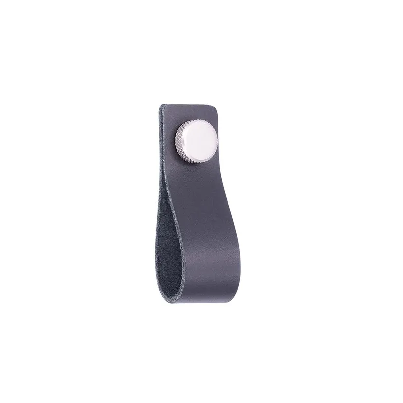 Poignée bouton en cuir DISTANC / Aluminium – cuir noir