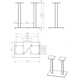 Pied de table EUROPE DUO / Argent 
