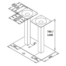 Piètement de table double WENDY / Inox