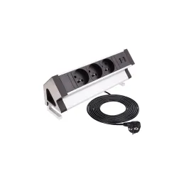 Prise encastrable de bureau DESK 3x230V + 2xUSB pour recharge / Inox