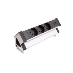 Prise encastrable de bureau DESK 3x230V + 2xUSB pour recharge / Inox