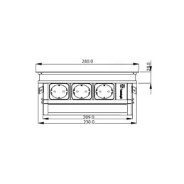 Prise escamotable avec passe-câbles VERSAFLAP 3x230V / Aluminium