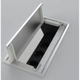 Prise escamotable avec passe-câbles VERSAFLAP 3x230V / Aluminium